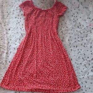 Poof! Red Floral Midi Dress